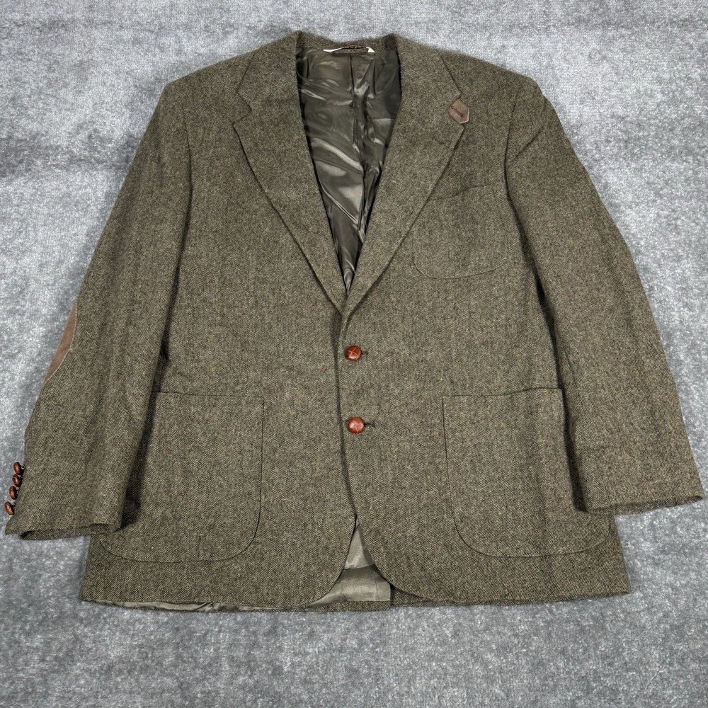 Vintage Stafford‎ Country Collection Blazer Men's 46 Brown Elbow Patched Strap